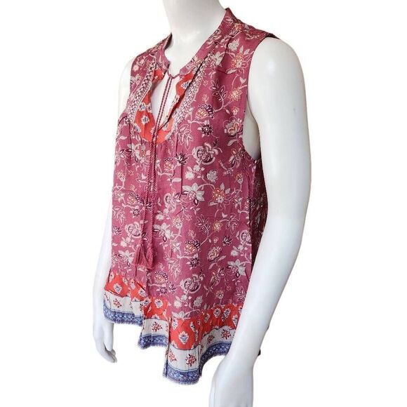 Beach Lunch Lounge Mauve Floral Boho Sleeveless Top (XS) - Picture 2 of 6